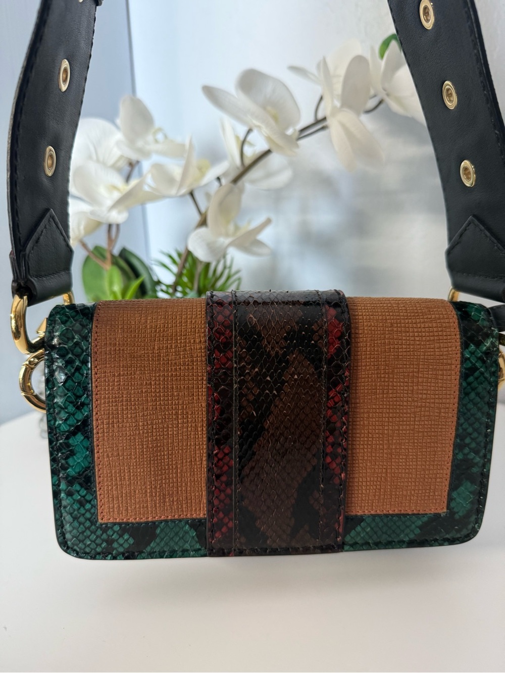 BURBERRY Python Patchwork Suede Buckle Bag - Picture 8 of 10